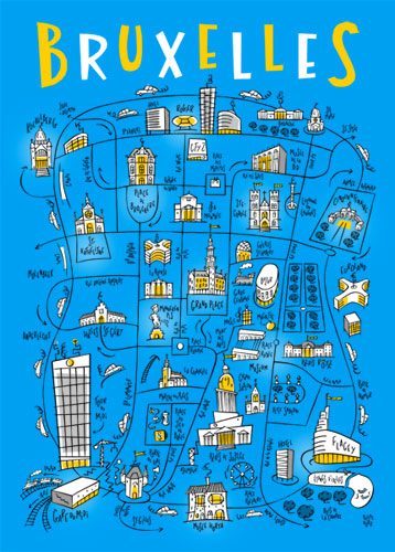 carte postale Bruxelles illustré